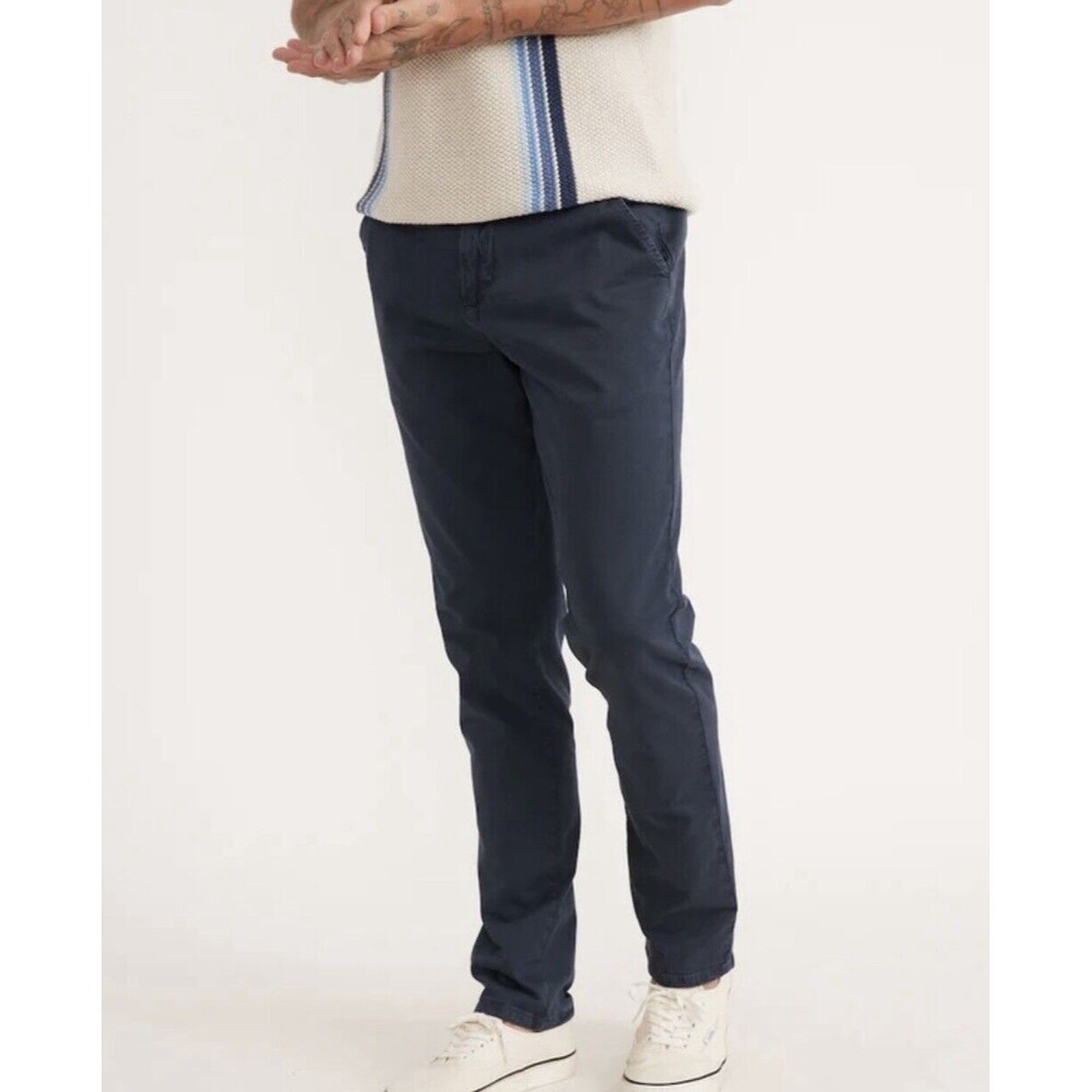 Men’s Marine Layer Stretch Twill Chino Pant Indigo Blue Navy Flat Front 30x32